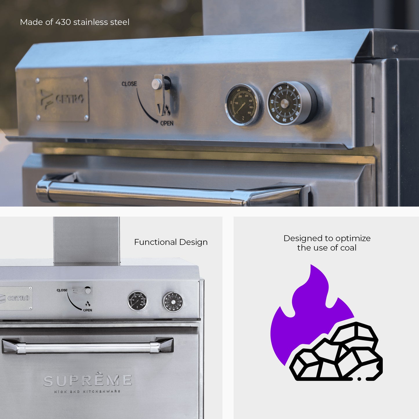 Cetro Charcoal Oven Suprême 430 Stainless Steel