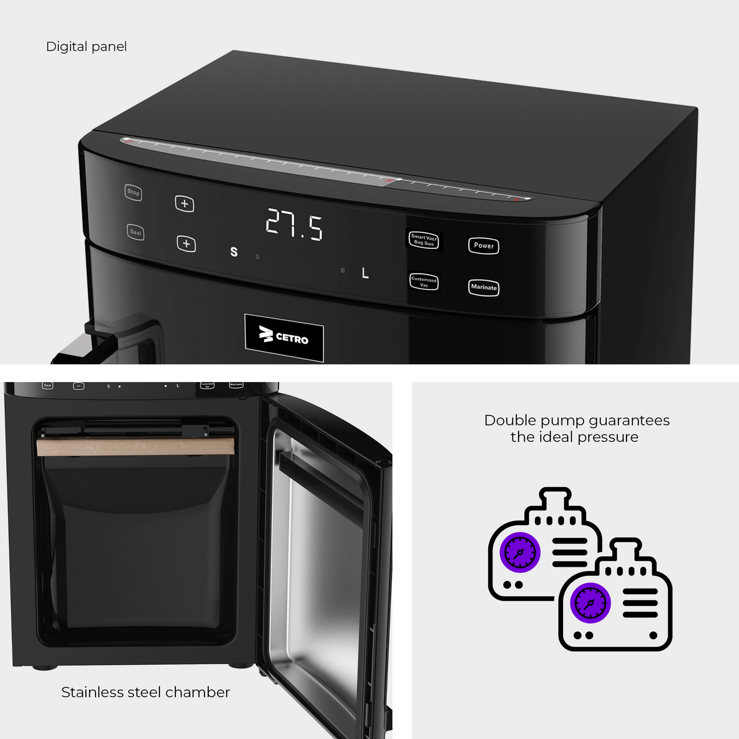 Cetro SupremeVac Vertical Chamber Vacuum Sealer CCVS S-254 V M