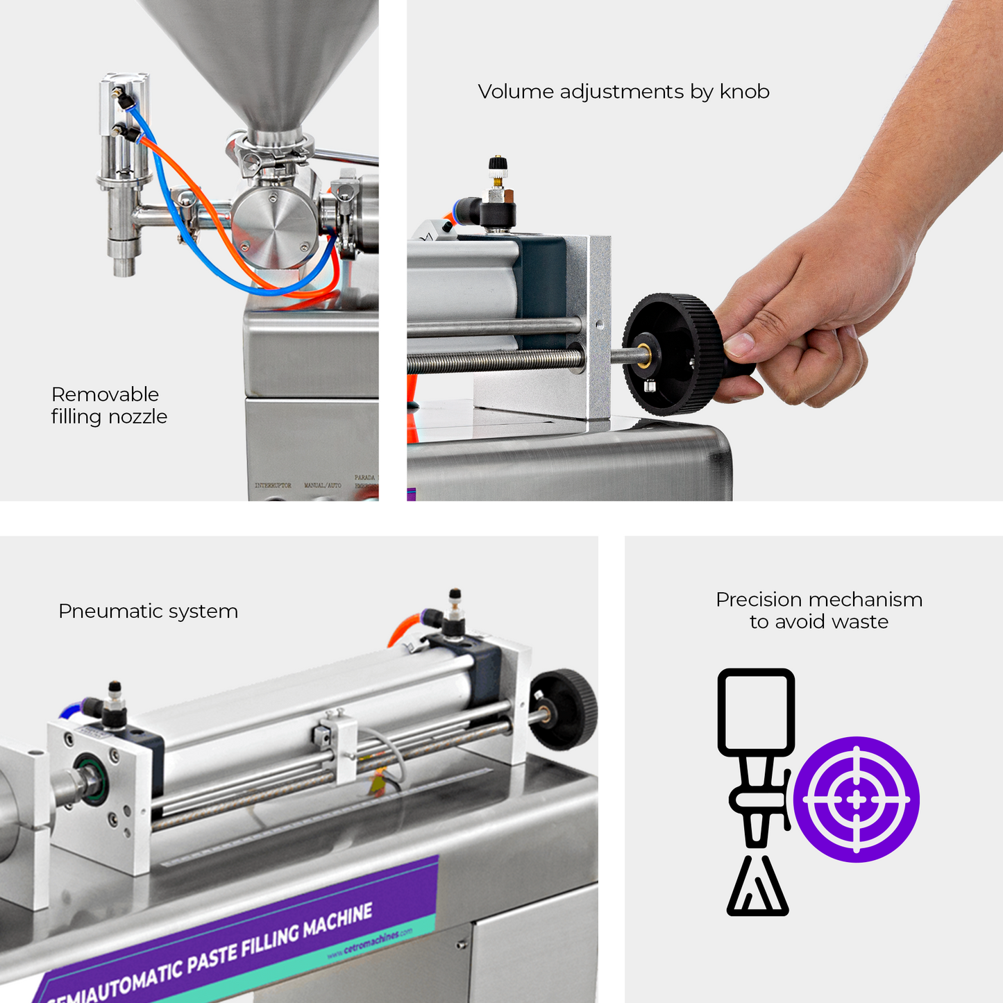 Cetro Semiautomatic Paste Filling Machine CSFM P-1000 PC