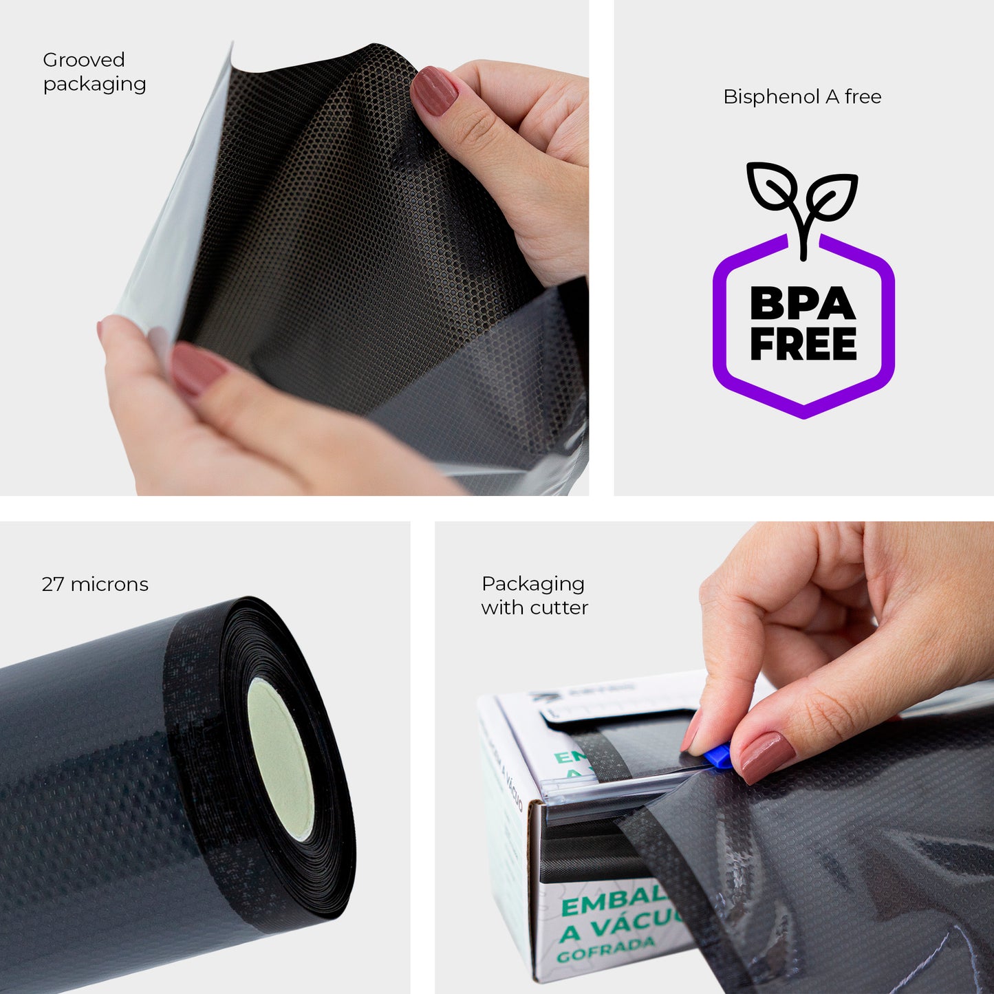 Cetro Structured Vacuum Seal Roll 7.9 x 200 inches – Black – Cutter Box