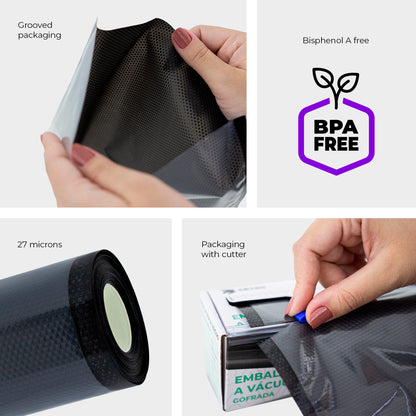 Cetro Structured Vacuum Seal Roll 7.9 x 200 inches – Black – Cutter Box