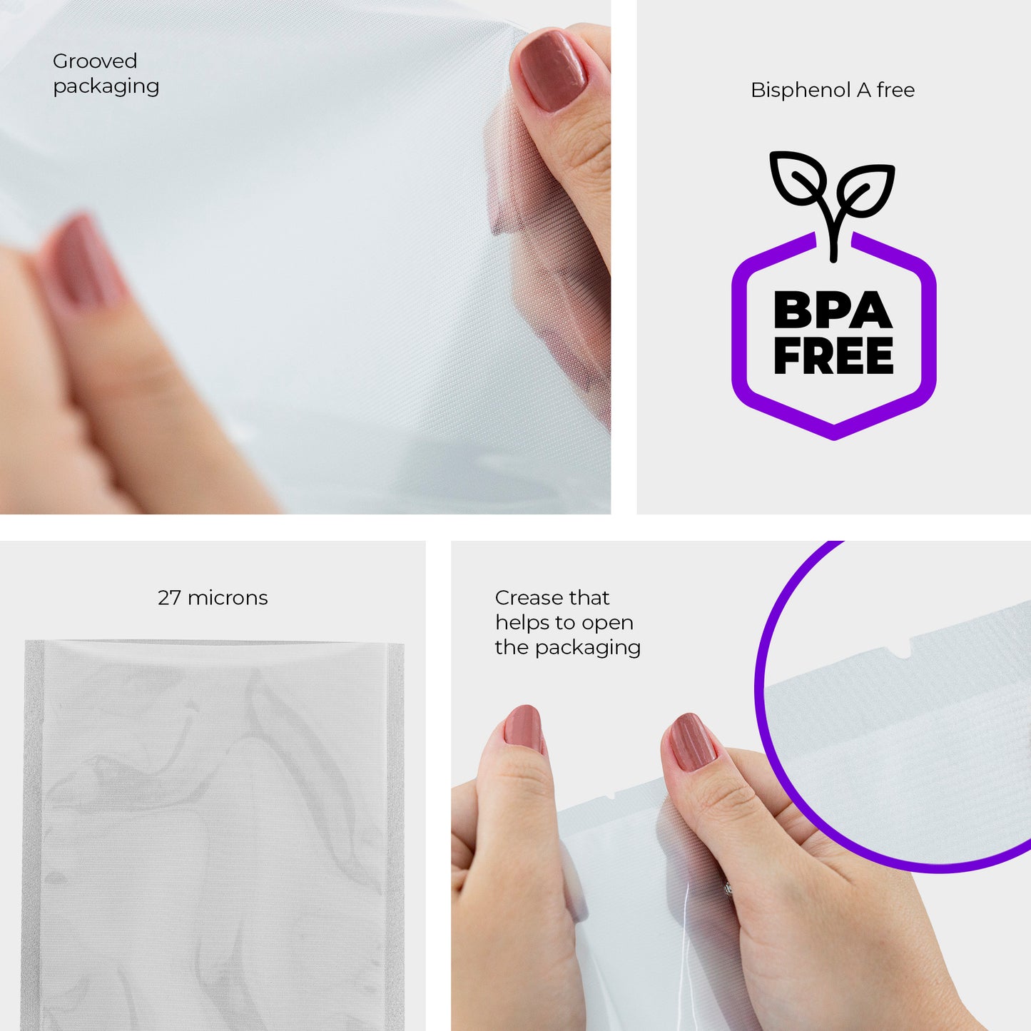 Cetro Structured Vacuum Bag 7.9 x 9.8 inches – 100 Transparent Pre-cut bags