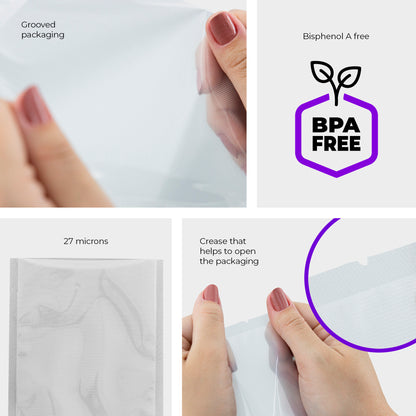 Cetro Structured Vacuum Bag 7.9 x 9.8 inches – 100 Transparent Pre-cut bags