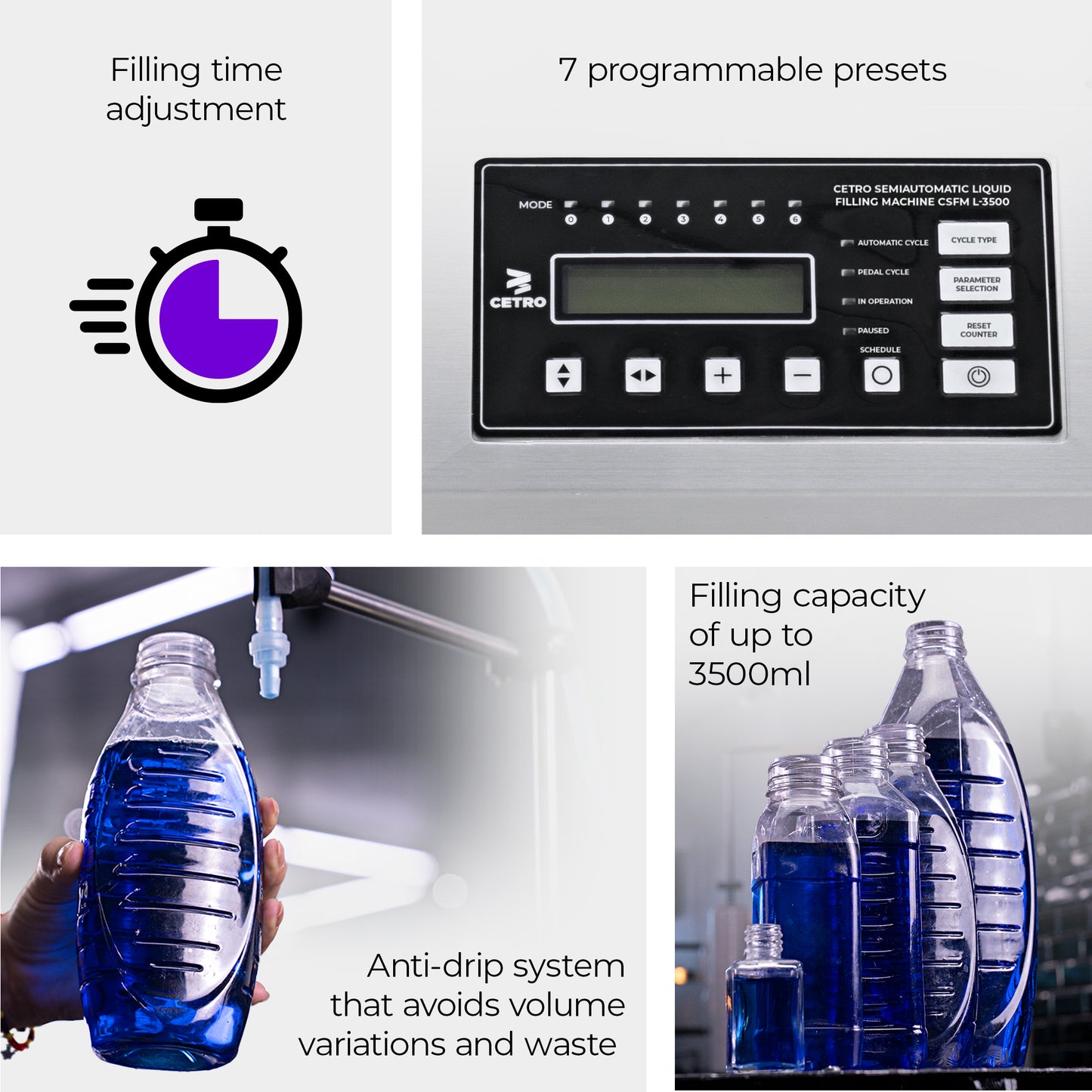 Cetro Semiautomatic Liquid Filling Machine CSFM L-3500