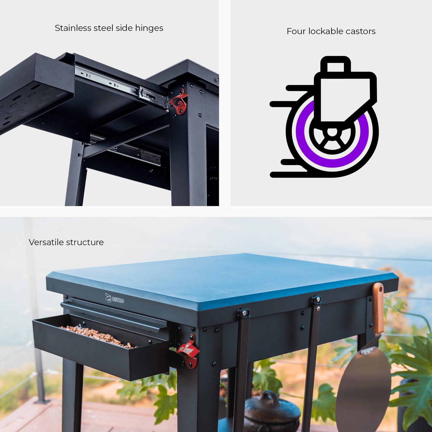 Cetro Pizza Oven Stand Trolley Table