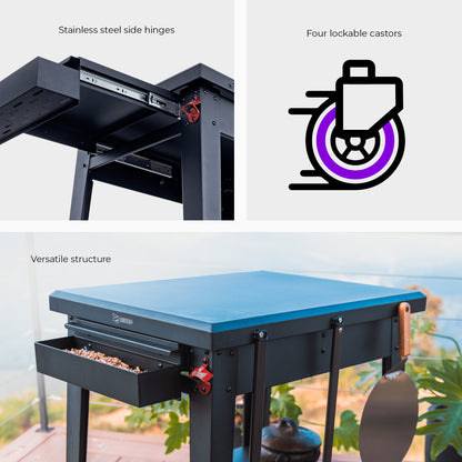 Cetro Pizza Oven Stand Trolley Table